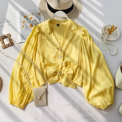 Camasa de dama model lat cu panglica in mai multe culori