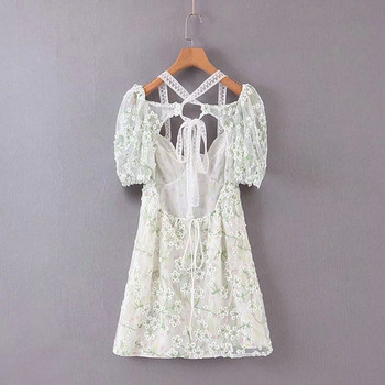 Rochie de dama model nou cu motive florale - culoare alba