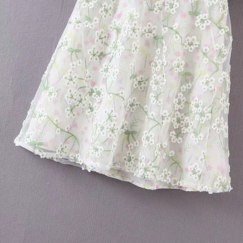 Rochie de dama model nou cu motive florale - culoare alba