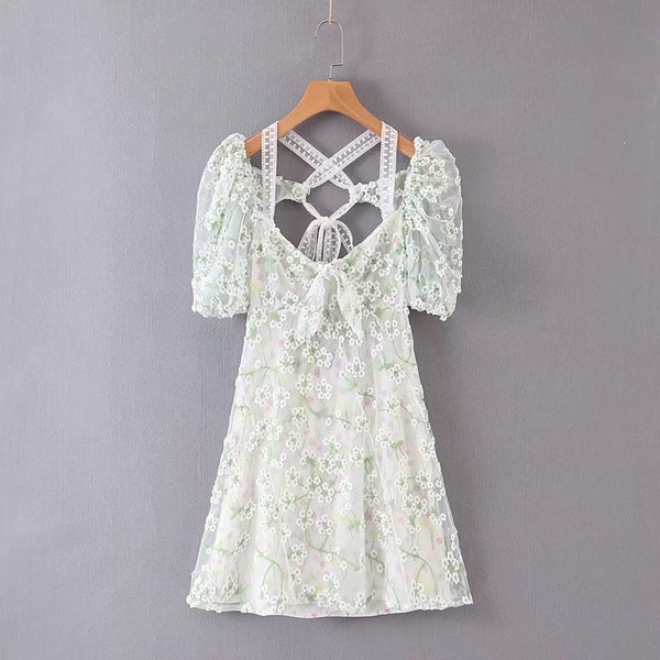 Rochie de dama model nou cu motive florale - culoare alba