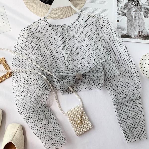 Bluza de dama transparenta model nou cu panglica in mai multe culori