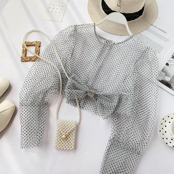 Bluza de dama transparenta model nou cu panglica in mai multe culori