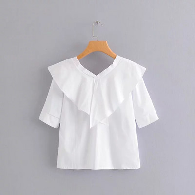 Női blúz V-nyakkal, fehér és fekete színben