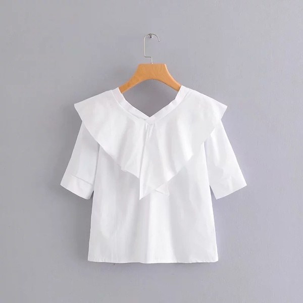 Női blúz V-nyakkal, fehér és fekete színben