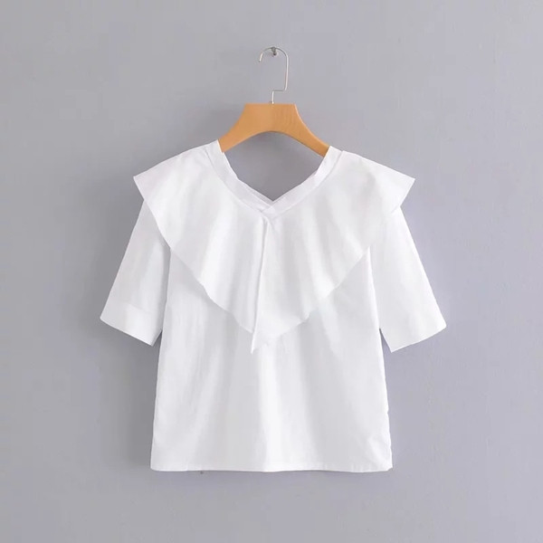 Női blúz V-nyakkal, fehér és fekete színben