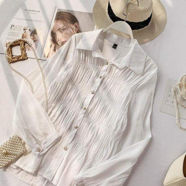 Cămașă de damă elegantă cu guler clasic în mai multe culori