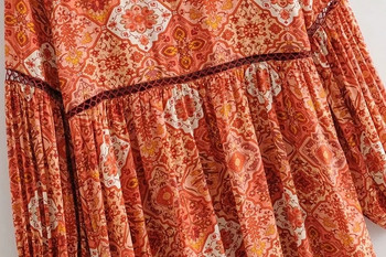 Rochie de dama cu maneca lunga de culoare portocalie