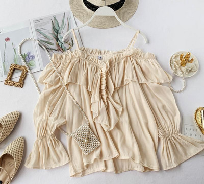 Stílusos női blúz csupasz váll és hosszú ujjú, különböző színekben