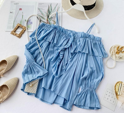 Stílusos női blúz csupasz váll és hosszú ujjú, különböző színekben