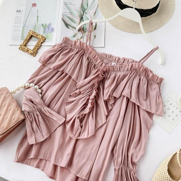 Stílusos női blúz csupasz váll és hosszú ujjú, különböző színekben