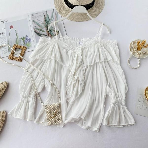 Stílusos női blúz csupasz váll és hosszú ujjú, különböző színekben