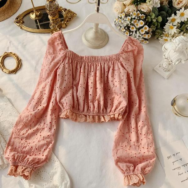 Bluză scurtă de damă cu mâneci largi în patru culori