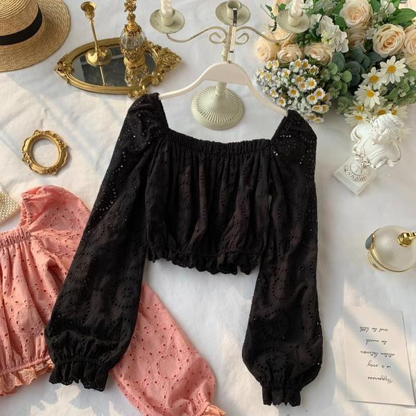 Bluză scurtă de damă cu mâneci largi în patru culori