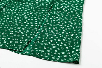 Rochie moderna de dama cu bretele verzi