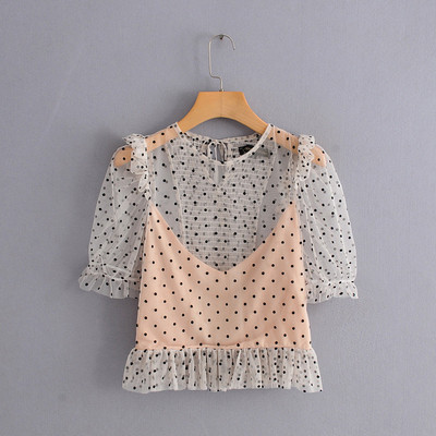 Bluză de damă cu buline de culoare roz