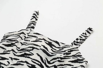 Rochie modernă de damă cu model animal în alb