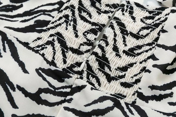 Rochie modernă de damă cu model animal în alb