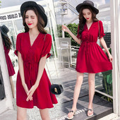 Rochie casual de dama in doua culori - negru si rosu