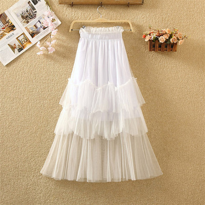 Fusta lunga de dama in cinci culori cu tul