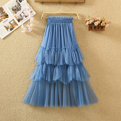 Fusta lunga de dama in cinci culori cu tul