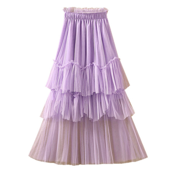 Fusta lunga de dama in cinci culori cu tul