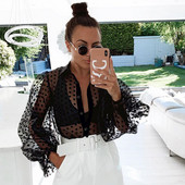 Bluză transparentă de vară cu mâneci lungi