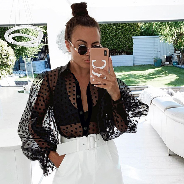 Bluză transparentă de vară cu mâneci lungi