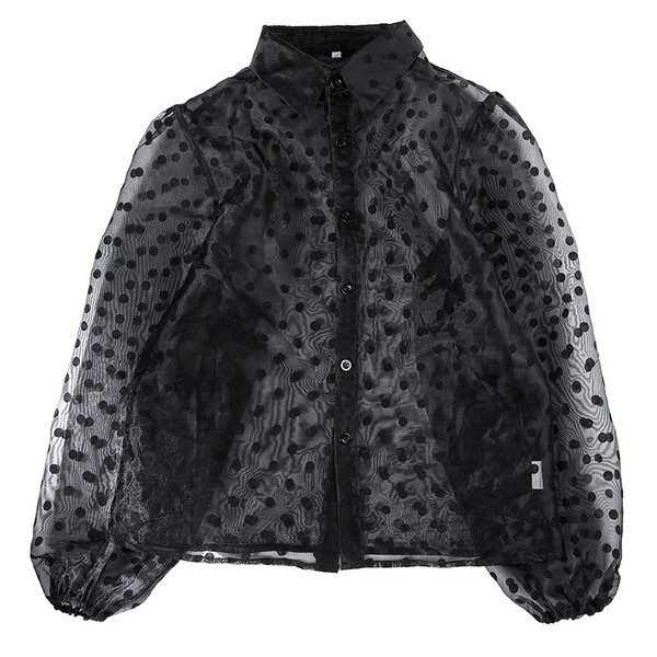 Bluză transparentă de vară cu mâneci lungi