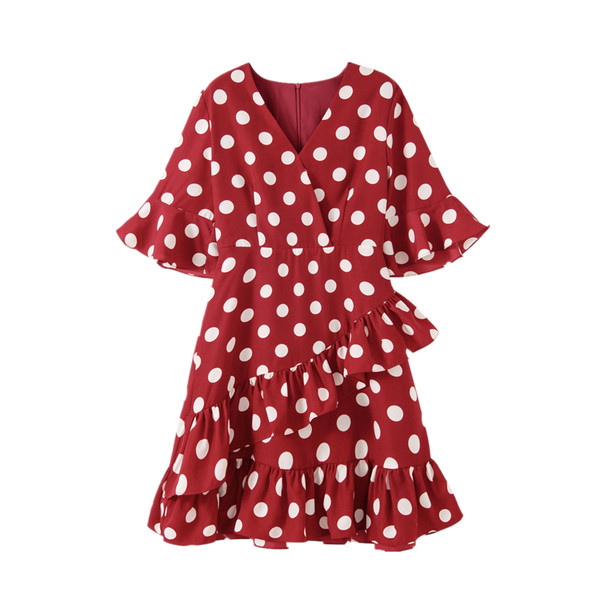 Női alkalmi ruha két színű pöttyben