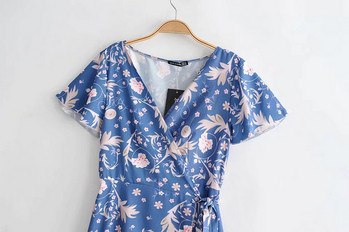 Rochie de dama cu model colorat si maneci scurte