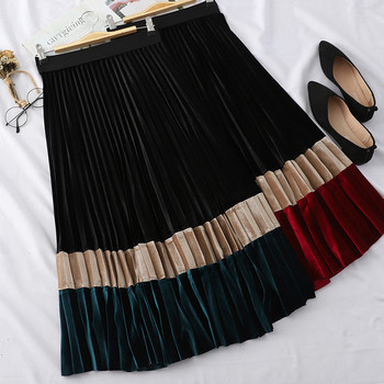 Fusta de dama plisata cu talie inalta in diferite culori