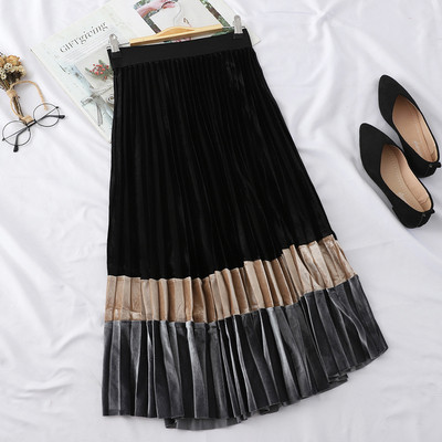 Fusta de dama plisata cu talie inalta in diferite culori