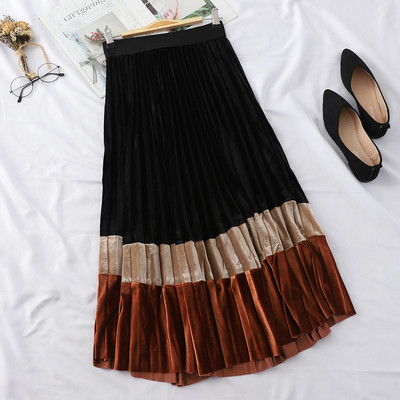 Fusta de dama plisata cu talie inalta in diferite culori