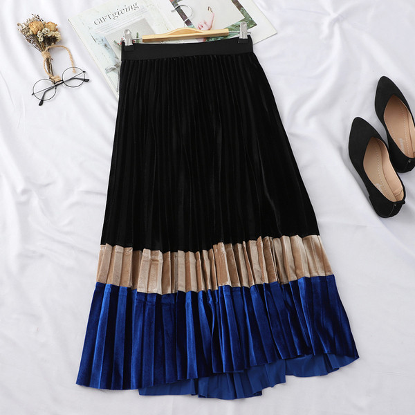 Fusta de dama plisata cu talie inalta in diferite culori