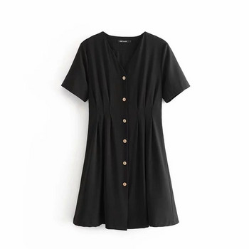 Rochie de dama model nou decupata cu nasturi in rosu si negru