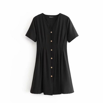 Rochie de dama model nou decupata cu nasturi in rosu si negru