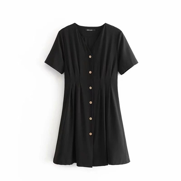 Rochie de dama model nou decupata cu nasturi in rosu si negru