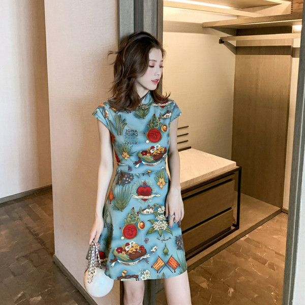 Rochie moderna de dama - model drept de culoare albastra