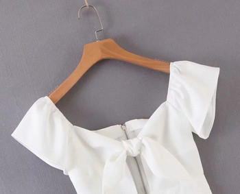 Rochie modernă pentru femei - albă cu cravate