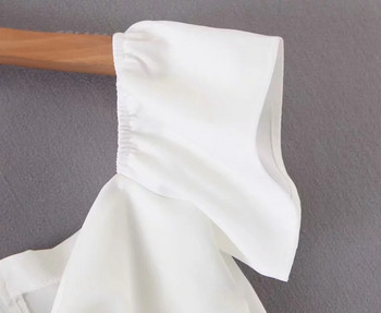 Rochie modernă pentru femei - albă cu cravate