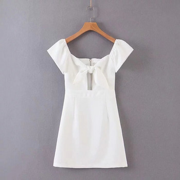 Rochie modernă pentru femei - albă cu cravate