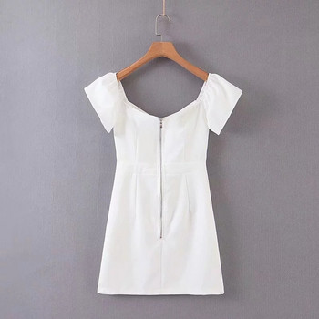 Rochie modernă pentru femei - albă cu cravate