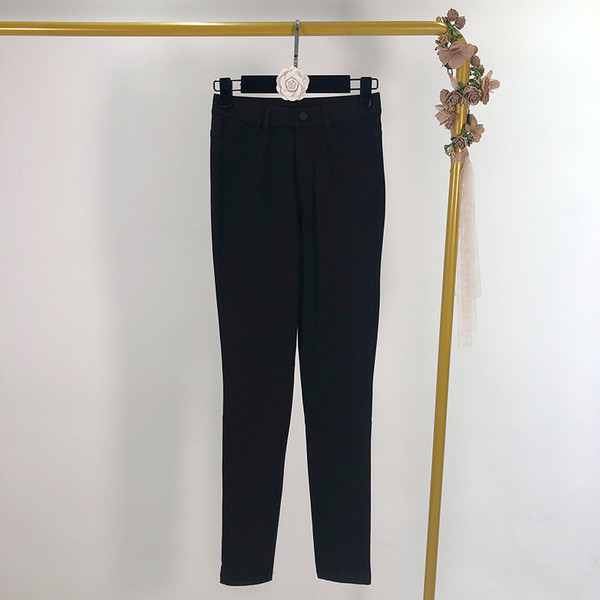 Pantaloni negri de dama cu talie inalta - model slim