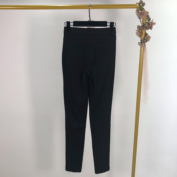 Pantaloni negri de dama cu talie inalta - model slim