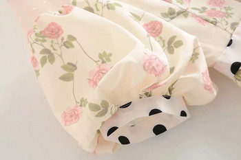 Rochie moderna de dama cu puncte si motive florale