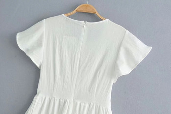 Rochie de dama cu maneca scurta - model larg in culoarea alba