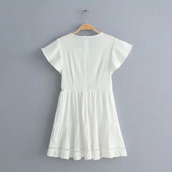 Rochie de dama cu maneca scurta - model larg in culoarea alba