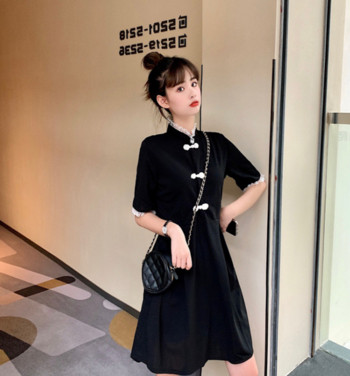 Női alkalmi ruha - szabású modell fekete színben