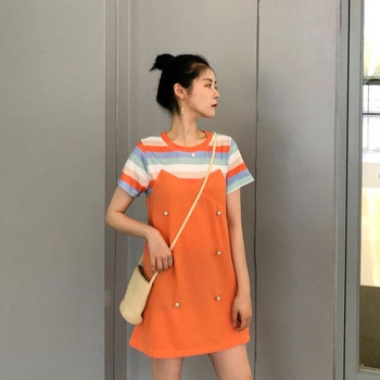 Rochie casual dama - model drept de culoare portocalie