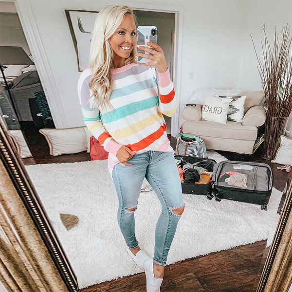 Alkalmi női blúz O-nyakú és hosszú ujjú